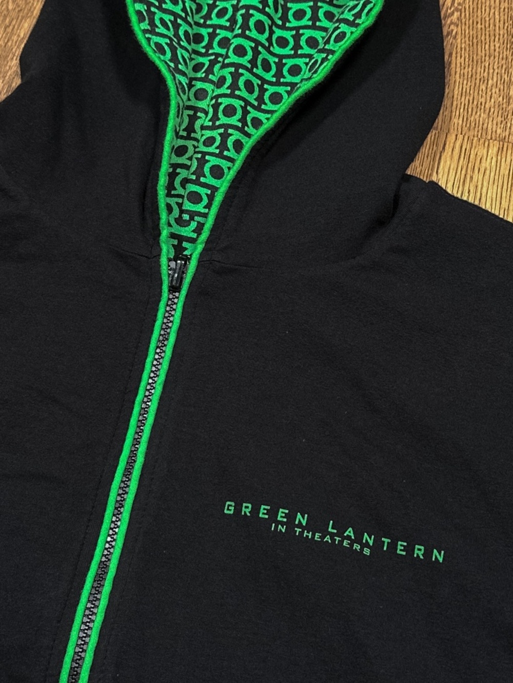 Green Lantern 2011 Movie Reversible All Over Ryan Reynolds Zip Hoodie Mens L - Picture 6 of 9